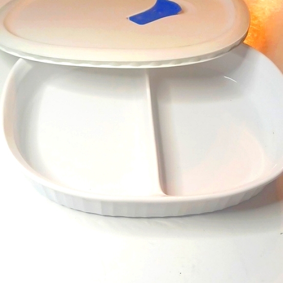 Corningware Kitchen Corningware French White Stoneware Large Oval Divided Baking Dish